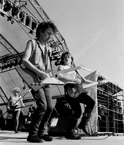 The Edge with Bono and Adam Clayton Croke Park Dublin 29th June 1985